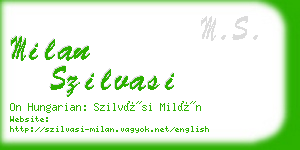 milan szilvasi business card